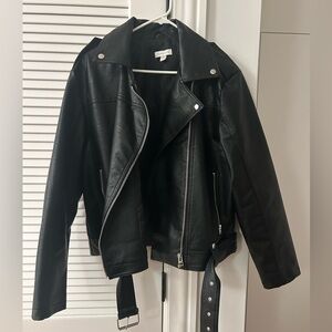 Black Leather Jacket | TopShop | Biker Jacket | Belted